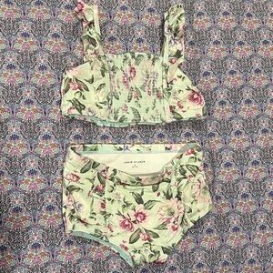 Janie and Jack Floral Two-Piece Set in Green and Pink